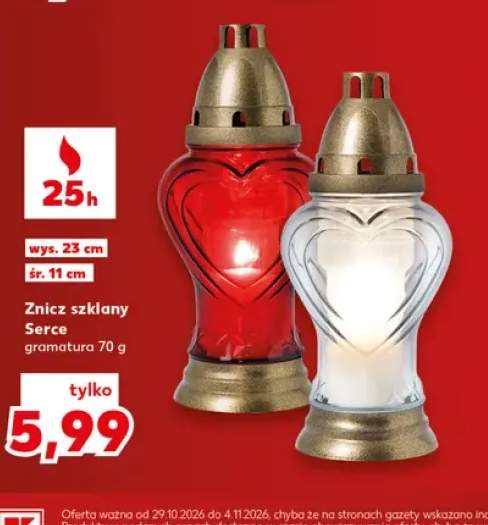 Znicz szklany Serce