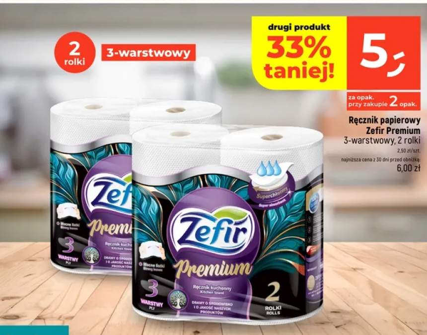Ręcznik papierowy Zefir Premium 3-warstwowy 2-pak