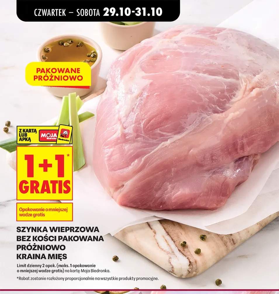 Szynka wieprzowa bez kości pakowana próżniowo Kraina Mięs