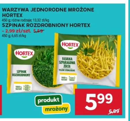 Warzywa jednorodne mrożone Hortex +1 wariant