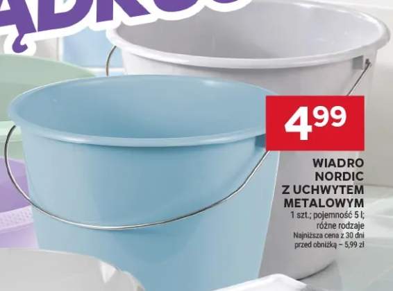 Wiadro Nordic z uchwytem metalowym 5 l