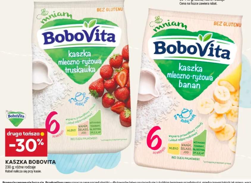 Kaszka BoboVita mleczno-ryżowa truskawka +1 wariant