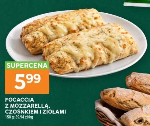 Focaccia z mozzarellą, czosnkiem i ziołami