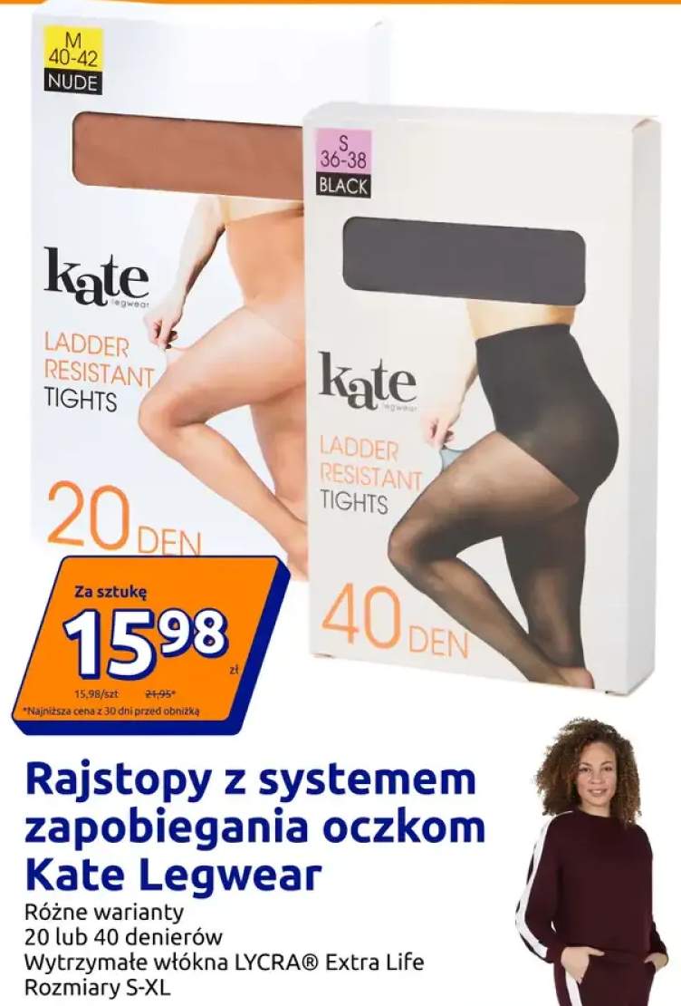 Rajstopy z systemem zapobiegania oczkom 40 denierów Kate Legwear +1 wariant