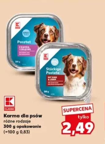 Karma dla psów pasztet z kaczką i cielęciną K-Classic +1 wariant